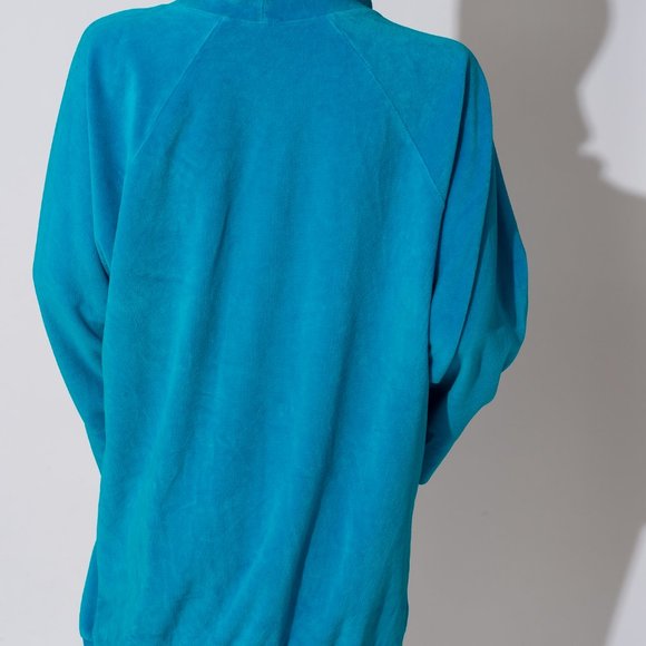 Vintage Velour Turquoise Fish Sweater - Picture 11 of 12